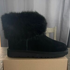 UGG Black Fur-Trimmed Winter Boots